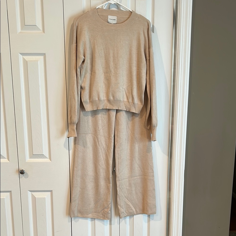 Pink Rose Tan Knit Sweater